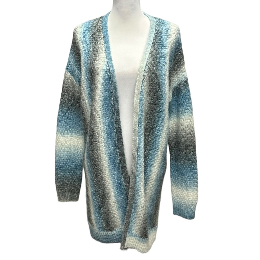 AP•NY Open Front Cardigan With Shades of Blue, Gray & Cream.‎ Size S